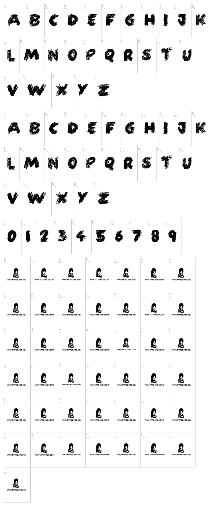 Fun Crayon font map